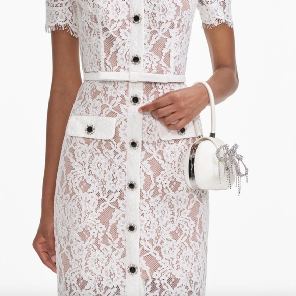 self-portrait White Lace Button Midi Dress Size: US12 - MSRP $615 - NWT - Picture 8 of 9